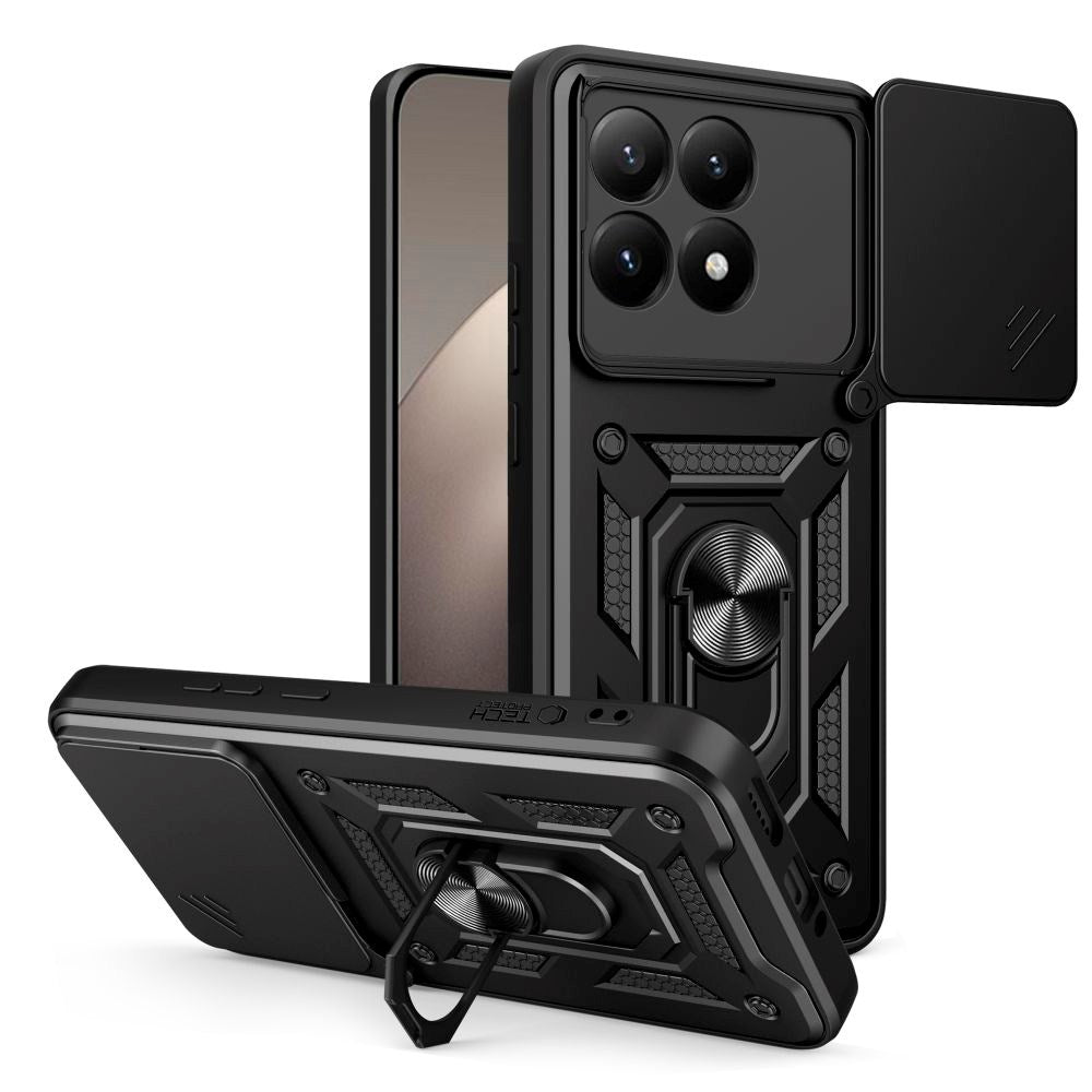 Xiaomi 15T Tech-Protect Camshield Deksel m. Magnetisk Ring & Stativfunksjon - Svart