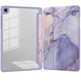 Samsung Galaxy Tab A11 / A9 Tech-Protect SC Pen Hybrid Flip Deksel m. Stylus Holder - Lilla Marble/ Gjennomsiktig