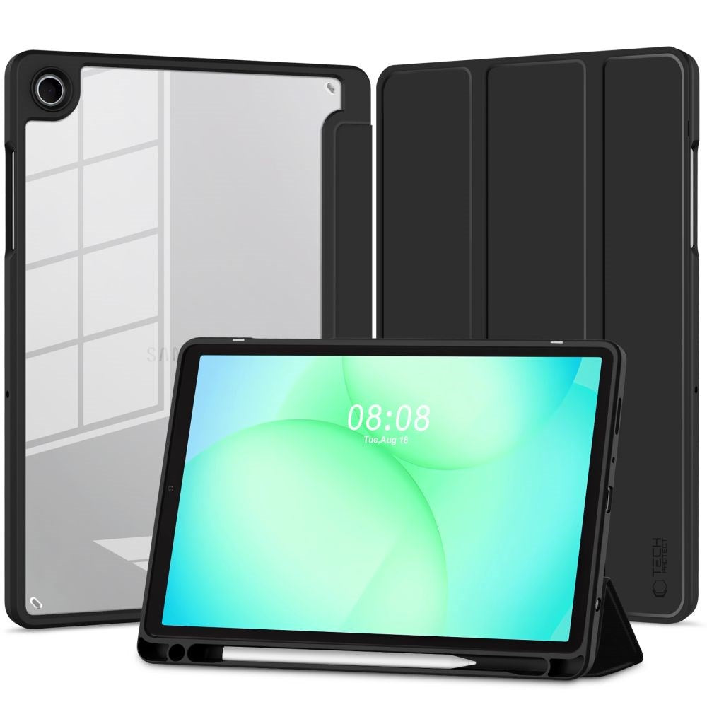 Samsung Galaxy Tab A11+ (Plus) / A9+ (Plus) Tech-Protect SC Pen Hybrid Flip Deksel m. Stylus Holder - Svart / Gjennomsiktig
