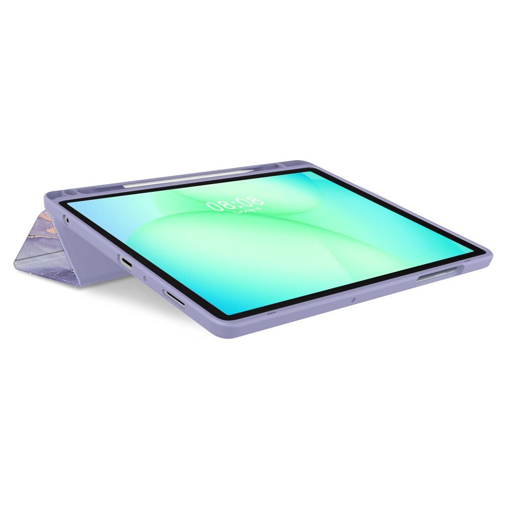 Samsung Galaxy Tab A11+ (Plus) / A9+ (Plus) Tech-Protect SC Pen Hybrid Flip Deksel m. Stylus Holder - Lilla Marble / Gjennomsiktig