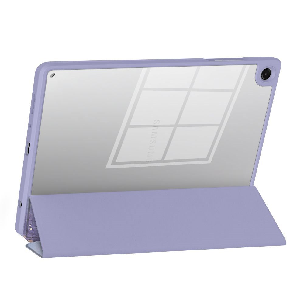 Samsung Galaxy Tab A11+ (Plus) / A9+ (Plus) Tech-Protect SC Pen Hybrid Flip Deksel m. Stylus Holder - Lilla Marble / Gjennomsiktig