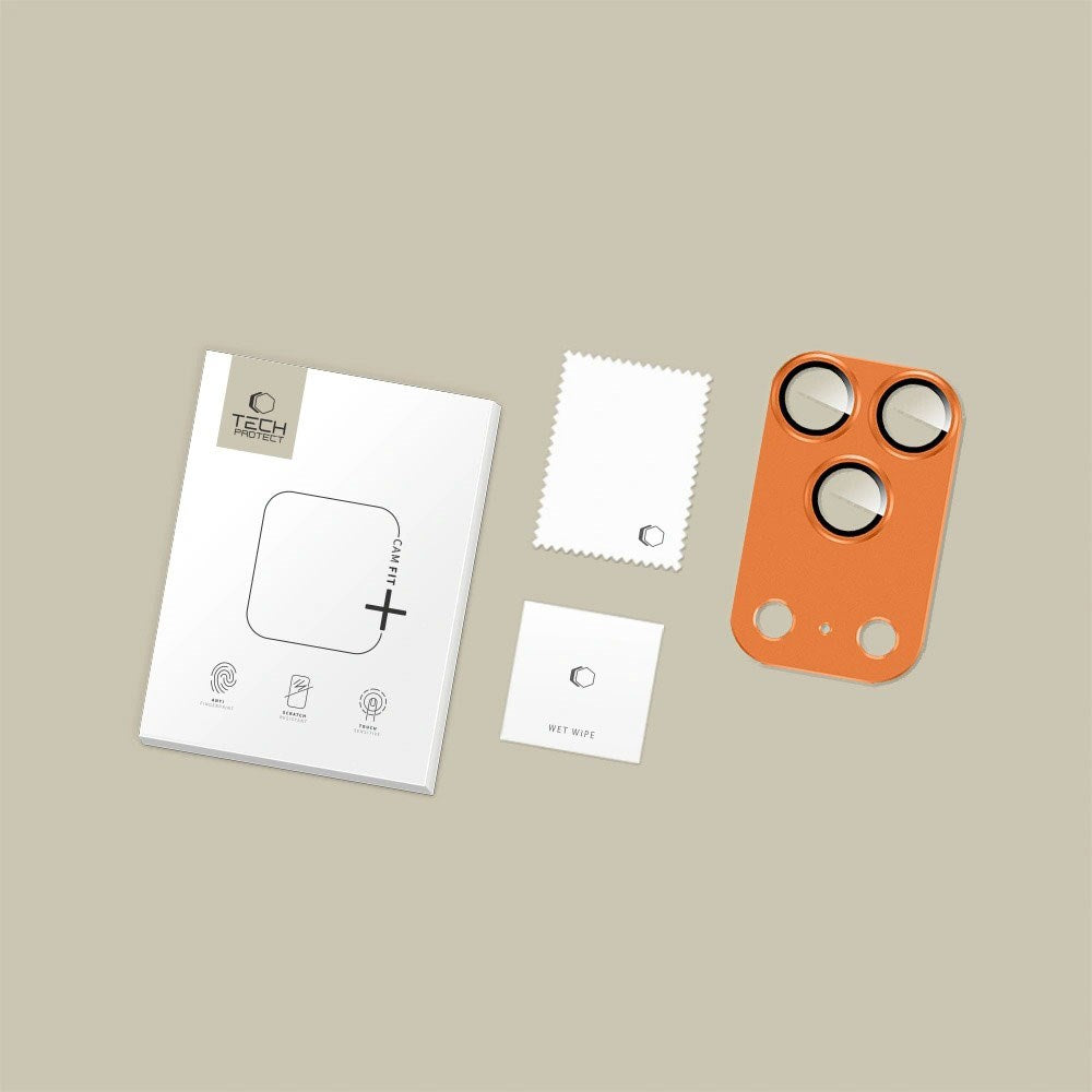 iPhone 17 Pro Max Tech-Protect Cam Fit+ Kameralinsebeskyttelsesglass - Oransje
