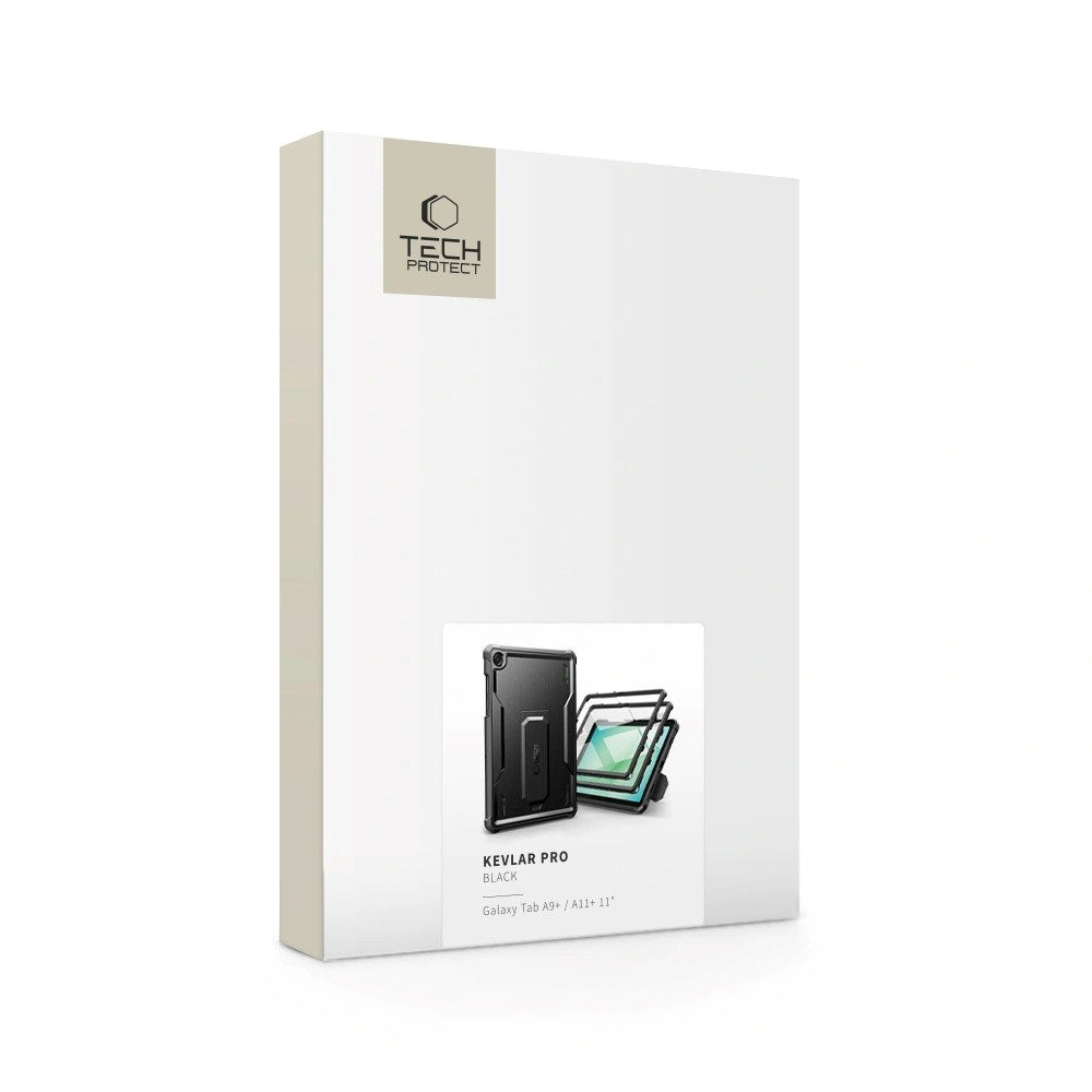 Samsung Galaxy Tab A11+ (Plus) / A9+ (Plus) Tech-Protect Kevlar Pro Deksel med Innebygd Skjermbeskytter - Svart