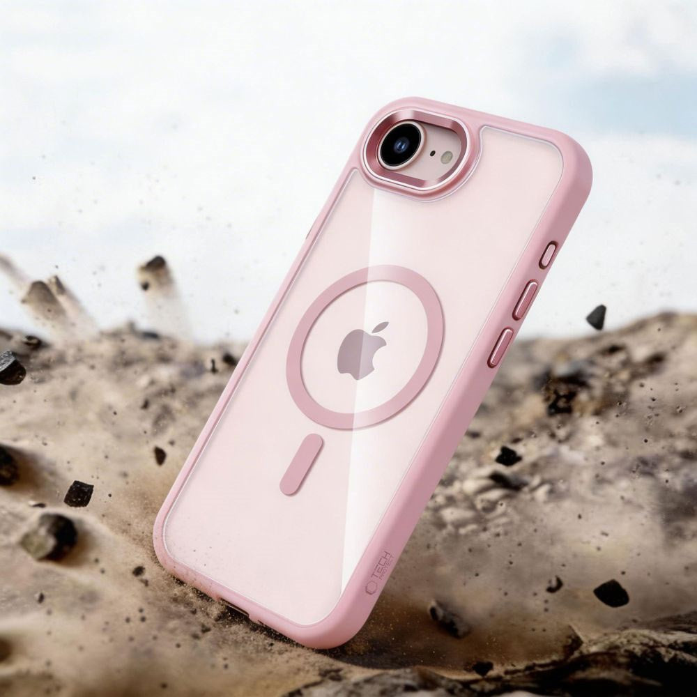 iPhone 17e / 16e Tech-Protect MagMat Deksel - MagSafe Kompatibel - Gjennomsiktig / Rosa