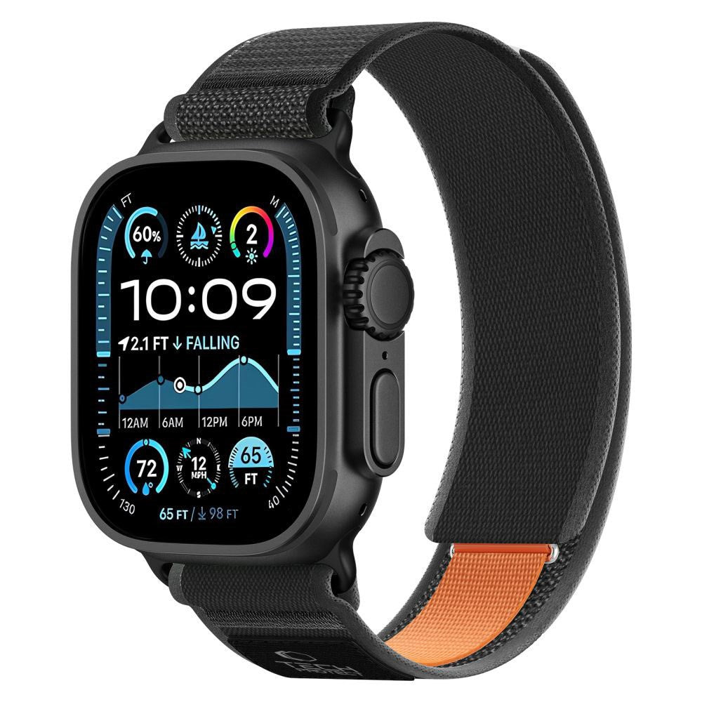 Apple Watch (44/SE/45/46/49Mm) Tech-Protect Nylon Elite Reim - Svart / Oransje