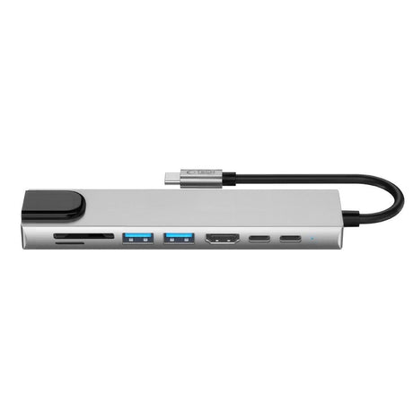 8-i-1 USB-C Multiport Adapter m. 1 X SD-Kortleser 1 X TF-Kortleser 2 X USB-A 1 X HDMI 2 X USB-C 1 X RJ45 Tech-Protect - Grå