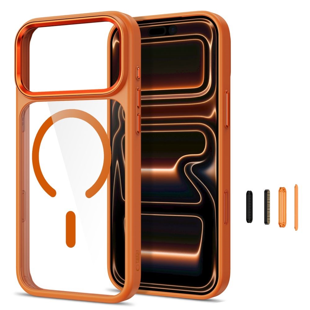 iPhone 18 Pro / 17 Pro Tech-Protect MagMat Deksel - MagSafe Kompatibel - Gjennomsiktig / Oransje