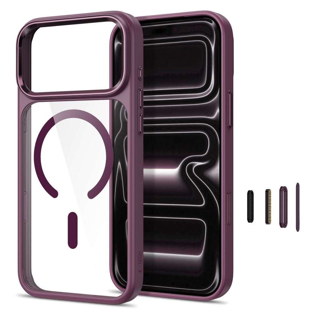 iPhone 18 Pro / 17 Pro Tech-Protect MagMat Deksel - MagSafe Kompatibel - Gjennomsiktig / Rød