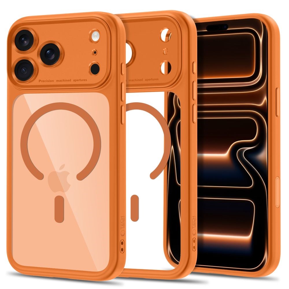 iPhone 18 Pro / 17 Pro Tech-Protect MagPeak Deksel - MagSafe Kompatibel - Oransje / Gjennomsiktig