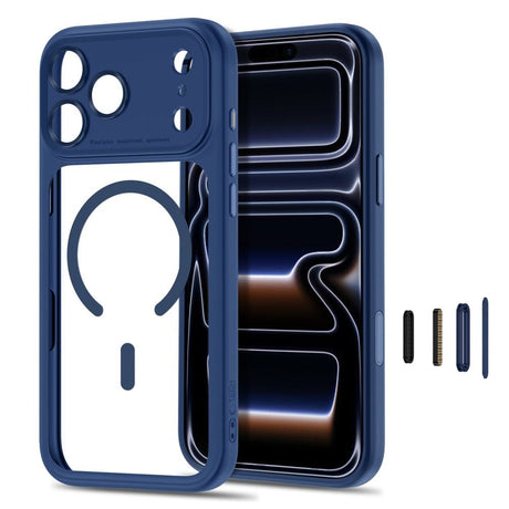 iPhone 18 Pro Max / 17 Pro Max Tech-Protect MagPeak Deksel - MagSafe Kompatibel - Mørkeblå / Gjennomsiktig