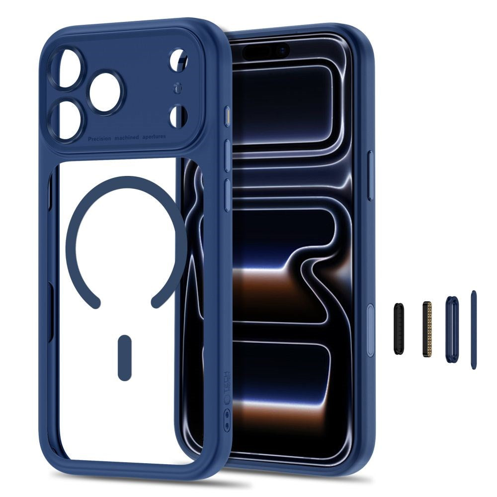 iPhone 18 Pro / 17 Pro Tech-Protect MagPeak Deksel - MagSafe Kompatibel - Mørkeblå / Gjennomsiktig