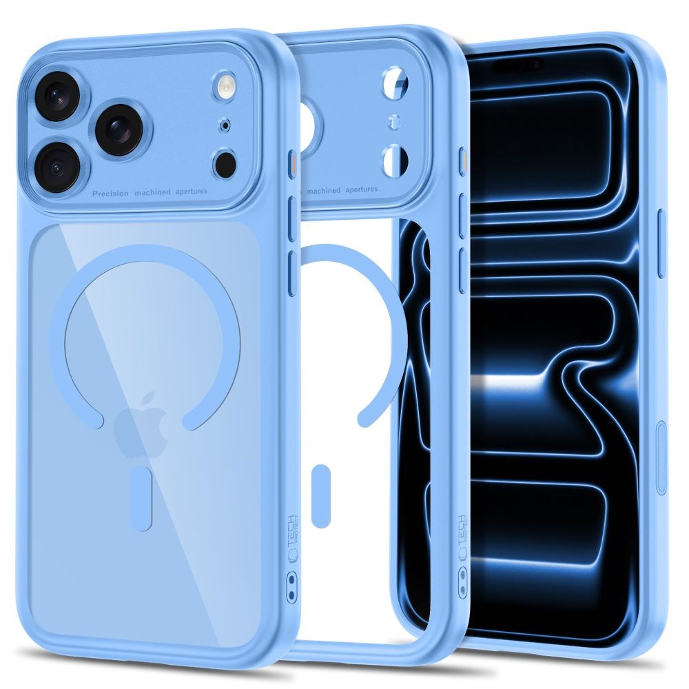 iPhone 18 Pro / 17 Pro Tech-Protect MagPeak Deksel - MagSafe Kompatibel - Lyseblå / Gjennomsiktig