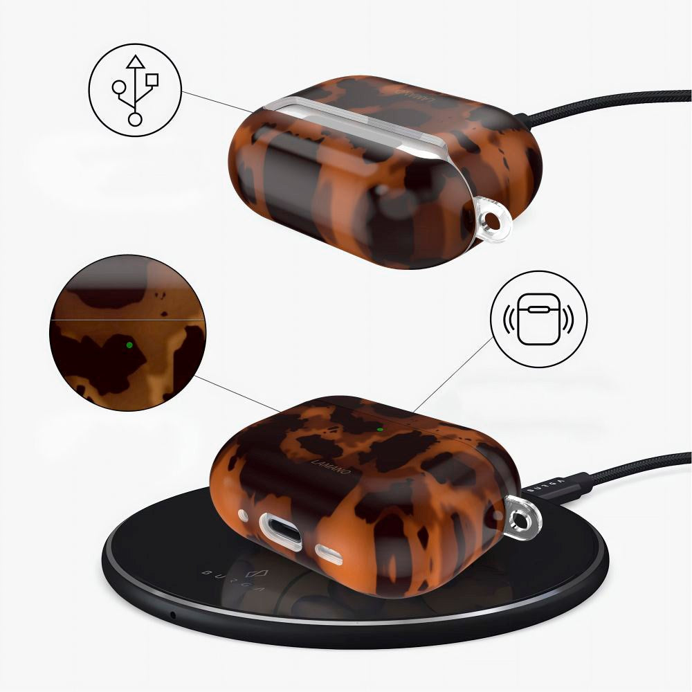 Apple AirPods Pro (1. & 2. gen.) Tech-Protect Lamano Deksel m. Nøkkelring - Panther