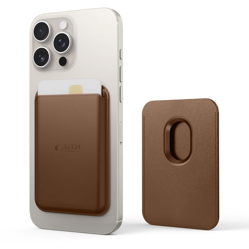 Tech-Protect MagWallet Kunstskinn Kortholder - MagSafe Kompatibel - Brun