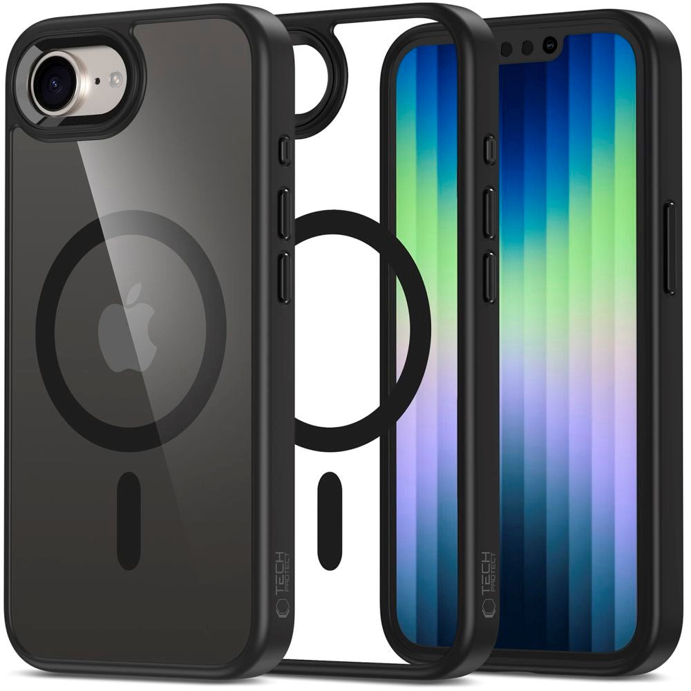 iPhone 17e / 16e Tech-Protect Magmat Deksel - MagSafe Kompatibel - Gjennomsiktig / Svart
