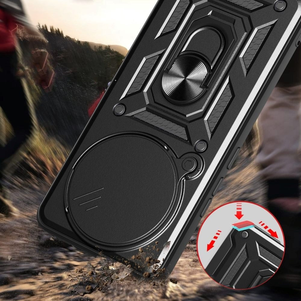 Xiaomi Redmi Note 14 Pro (5G) Tech-Protect Camshield Deksel med Magnetisk Ring og Stativfunksjon - Svart