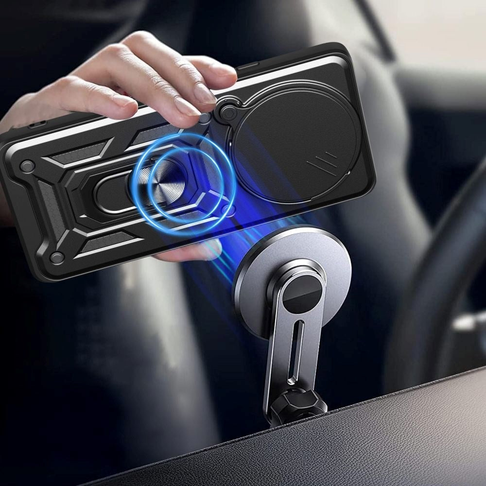 Xiaomi Redmi Note 14 Pro (5G) Tech-Protect Camshield Deksel med Magnetisk Ring og Stativfunksjon - Svart