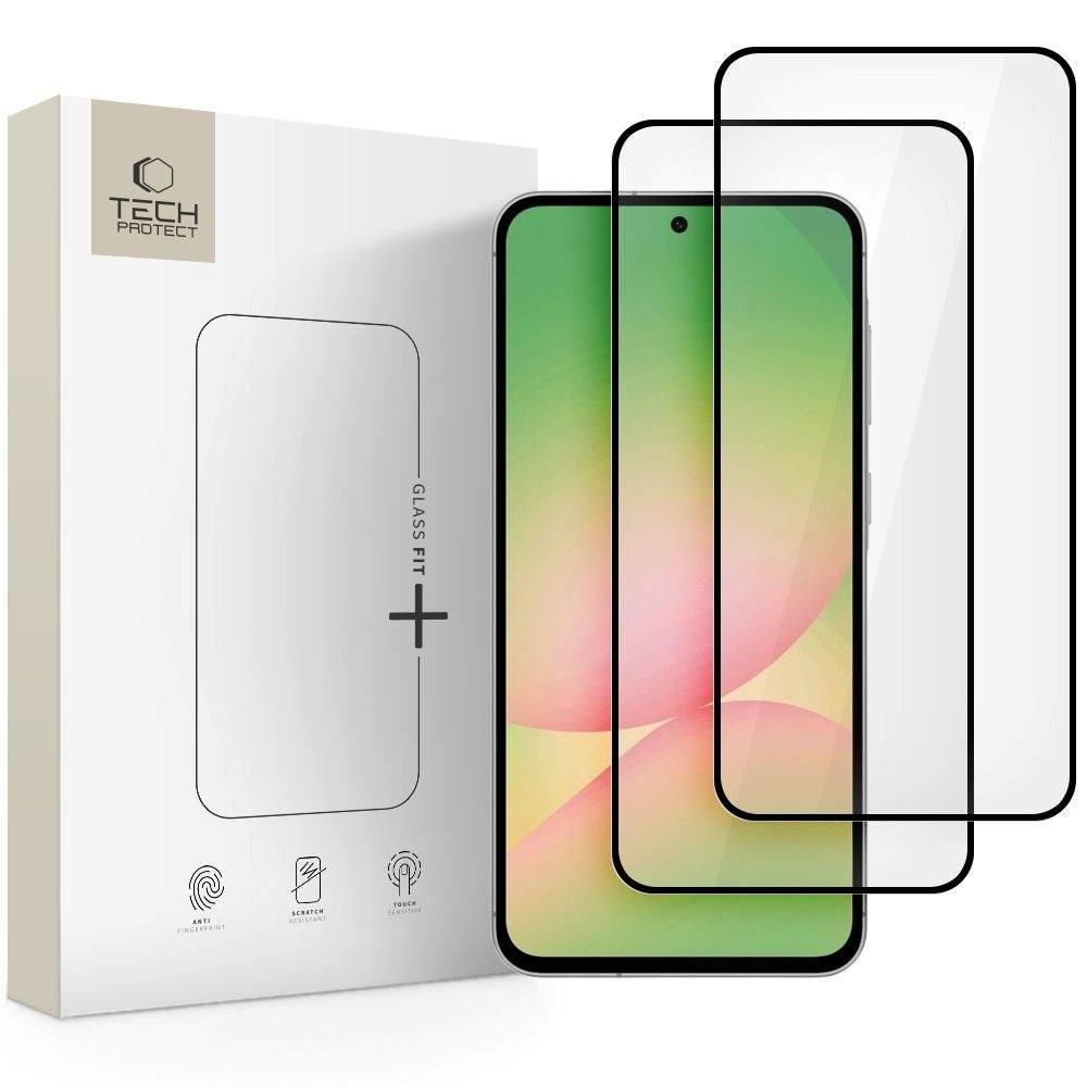 Samsung Galaxy A36 (5G) / A56 (5G) Tech-Protect Glass Fit+ Skjermbeskytter - 2 Stk. - Gjennomsiktig / Svart Kant