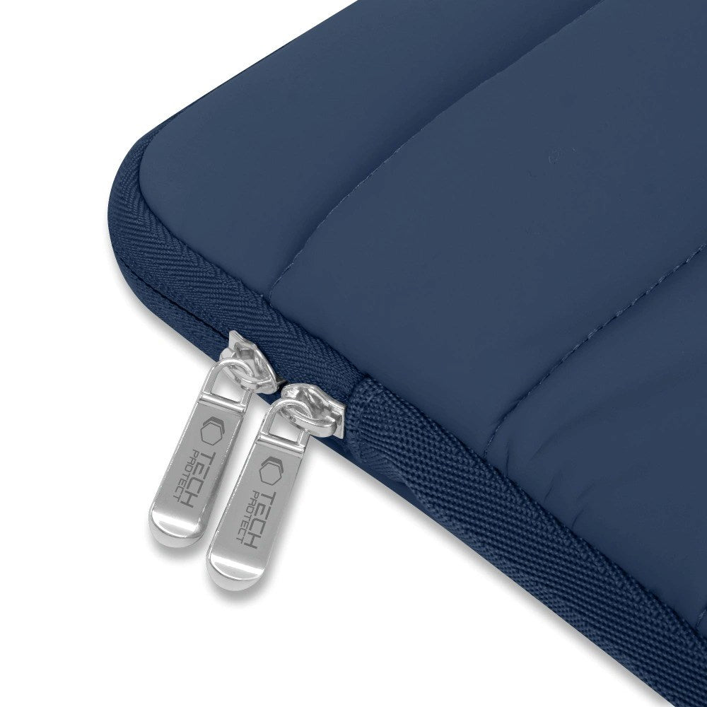 Tech-Protect Fluffy MacBook / Laptop 13-14" (25 x 35 cm) Sleeve med Ekstra Glidelåslomme - Mørk Blå