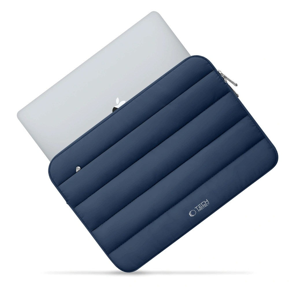 Tech-Protect Fluffy MacBook / Laptop 15-16" (27 x 38 cm) Sleeve med Ekstra Glidelåslomme - Mørk Blå
