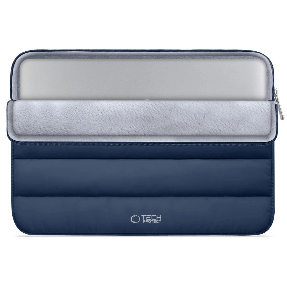 Tech-Protect Fluffy MacBook / Laptop 15-16" (27 x 38 cm) Sleeve med Ekstra Glidelåslomme - Mørk Blå