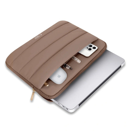 Tech-Protect Fluffy MacBook / Laptop 15-16" (27 x 38 cm) Sleeve med Ekstra Glidelåslomme - Beige