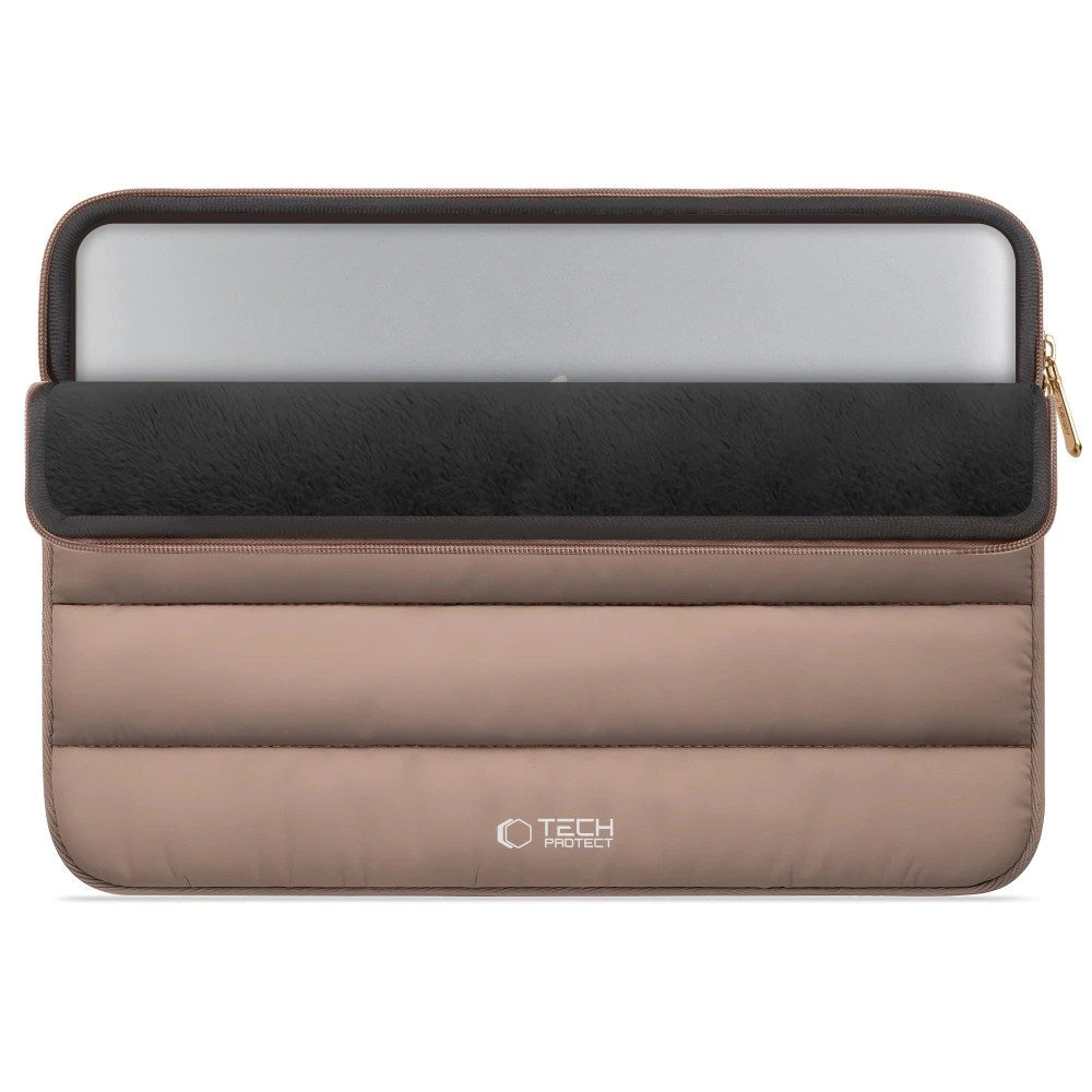 Tech-Protect Fluffy MacBook / Laptop 15-16" (27 x 38 cm) Sleeve med Ekstra Glidelåslomme - Beige