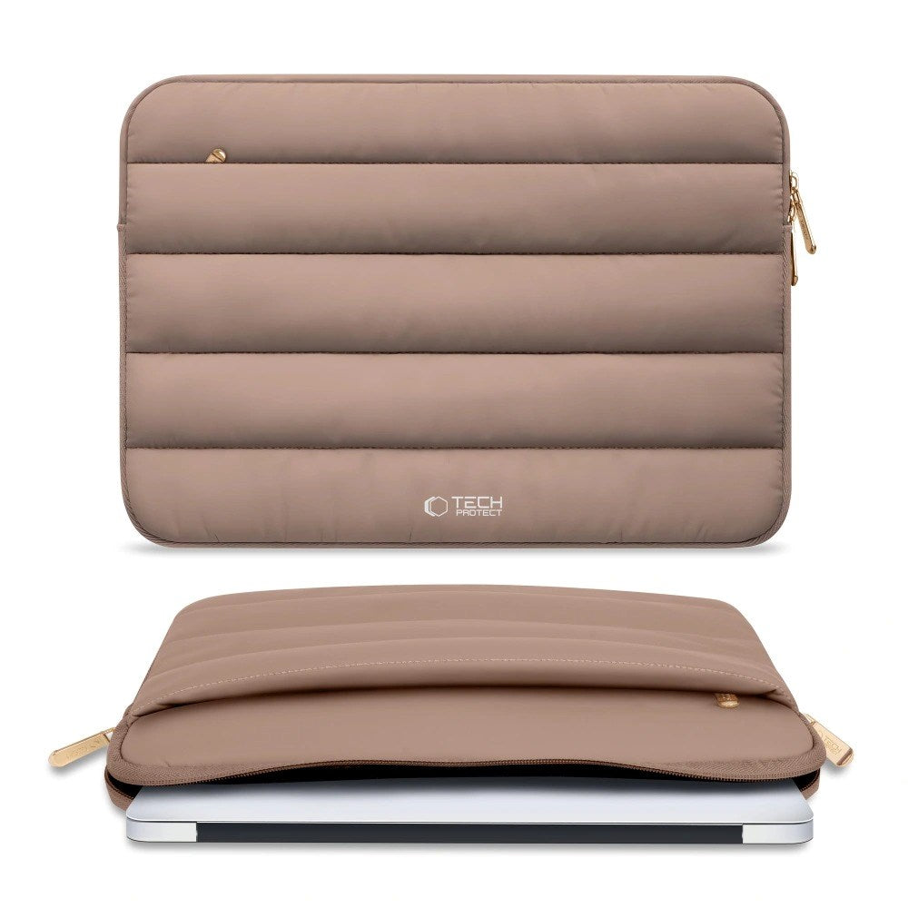 Tech-Protect Fluffy MacBook / Laptop 15-16" (27 x 38 cm) Sleeve med Ekstra Glidelåslomme - Beige