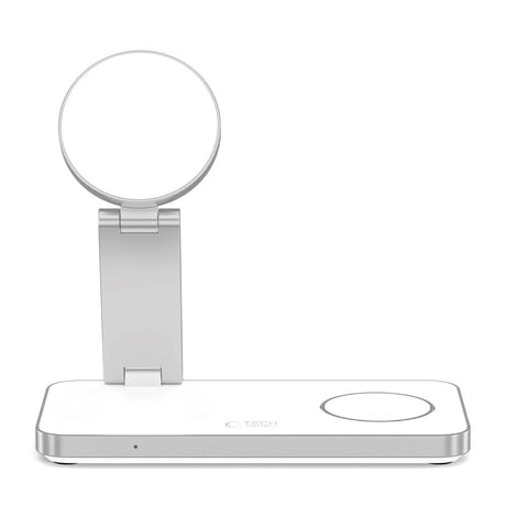 Tech-Protect 3-i-1 Magnetisk Trådløs Lader - MagSafe Kompatibel - 15W - Hvit