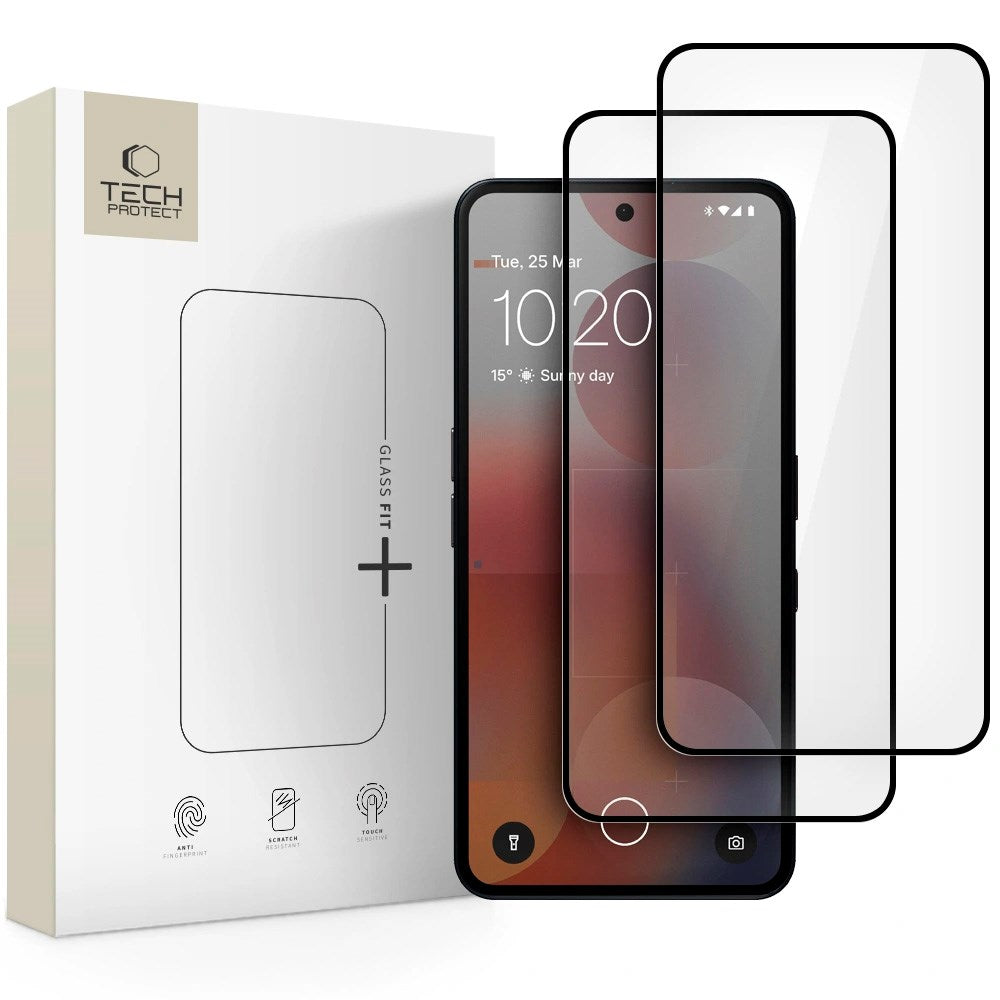 Nothing Phone (3a) / (3a) Pro Tech-Protect Glass Fit+ Skjermbeskytter - 2 stk - Gjennomsiktig
