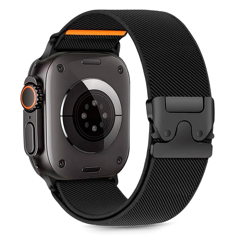 Apple Watch (42 / 44 / SE / 45 / 46 / 49mm) Tech-Protect Nylon Rem m. Metallås - Svart