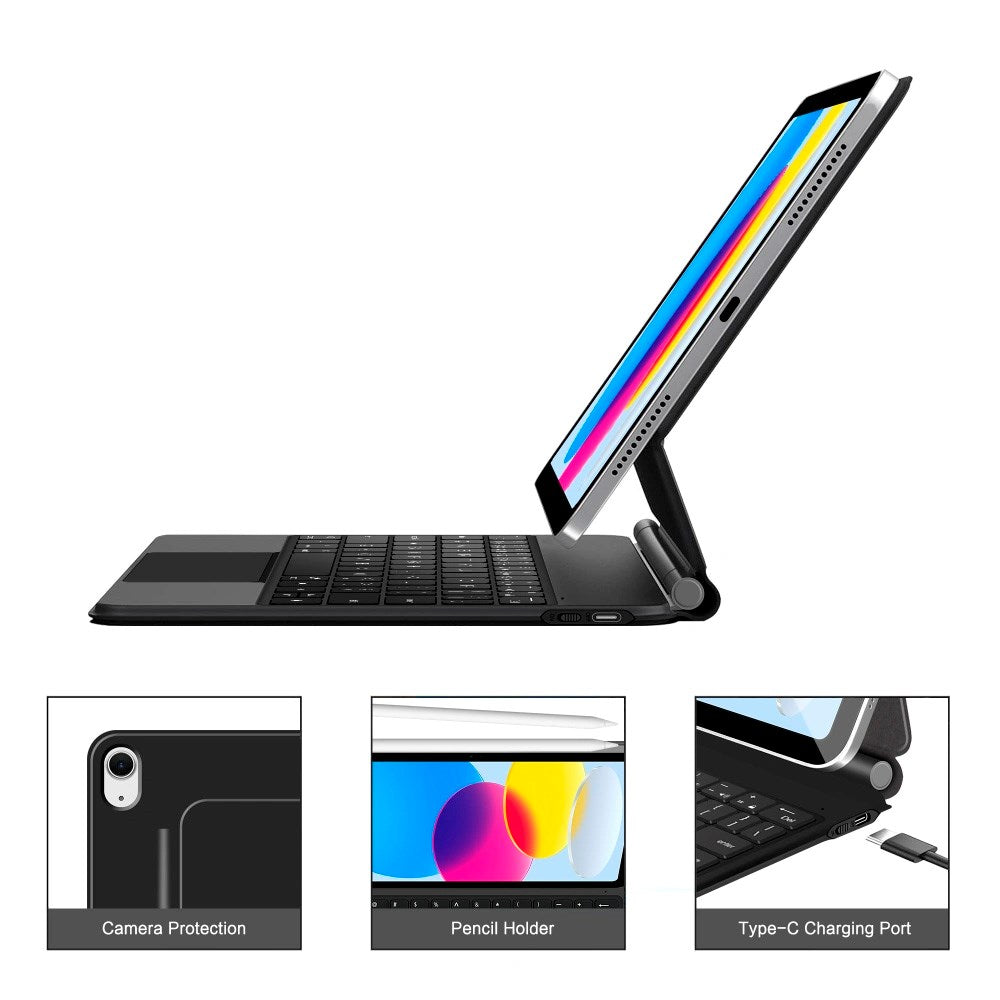 iPad 11" (2025) / 10.9" (2024/2022) Tech-Protect Deksel med Engelsk Tastatur - Svart