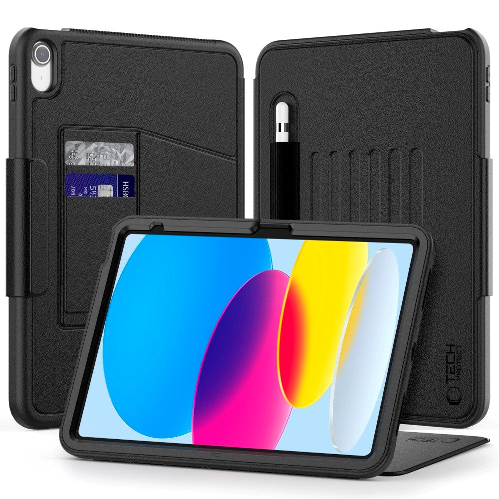 iPad 11" (2025) / iPad 10.9" (2024 / 2022) Tech-Protect Flip Deksel m. Kortholder & Penn Holder - Svart