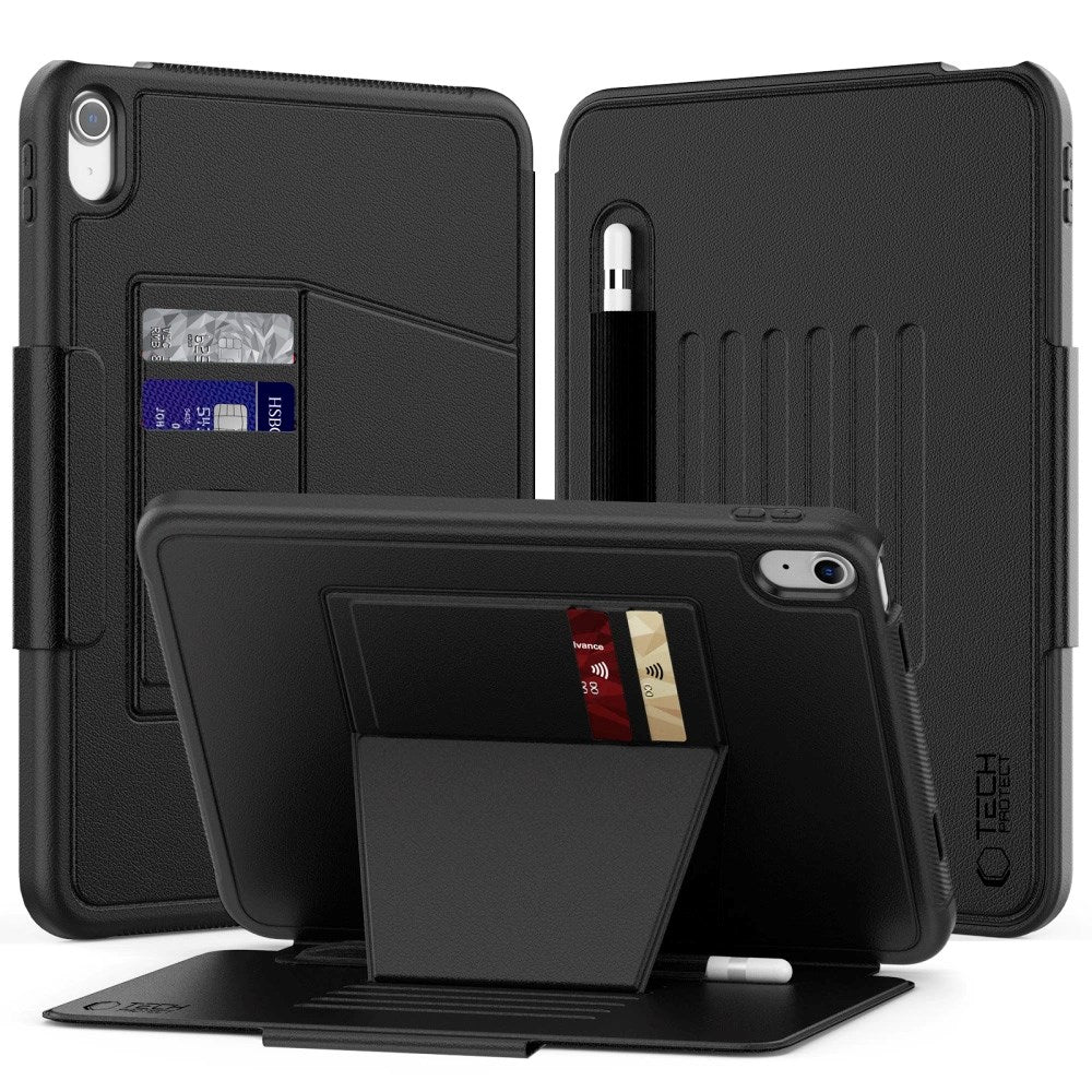 iPad 11" (2025) / iPad 10.9" (2024 / 2022) Tech-Protect Flip Deksel m. Kortholder & Penn Holder - Svart