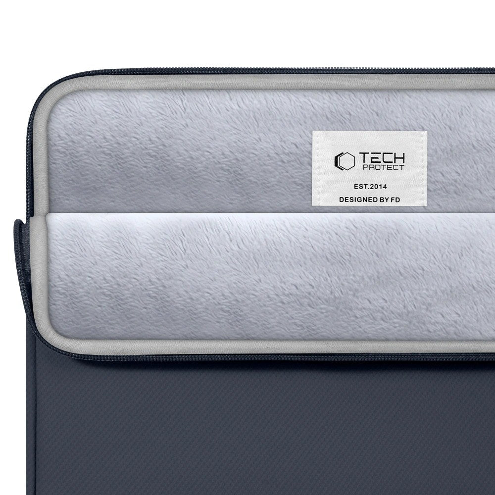 Tech-Protect MacBook / Laptop 13-14" Sleeve med Fôret Innside & Lomme - Mørk Blå