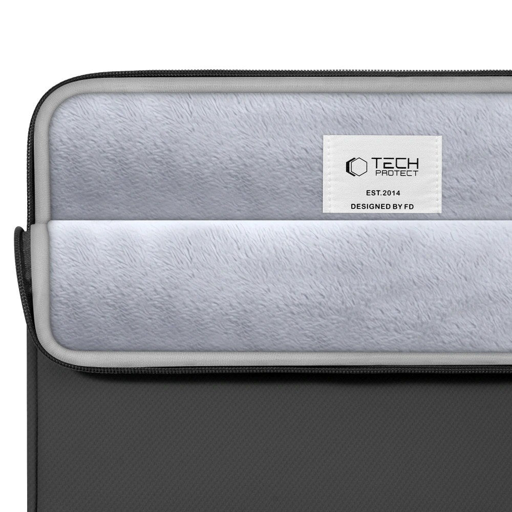 Tech-Protect MacBook / Laptop 13-14" Sleeve med Fôret Innside & Lomme - Svart