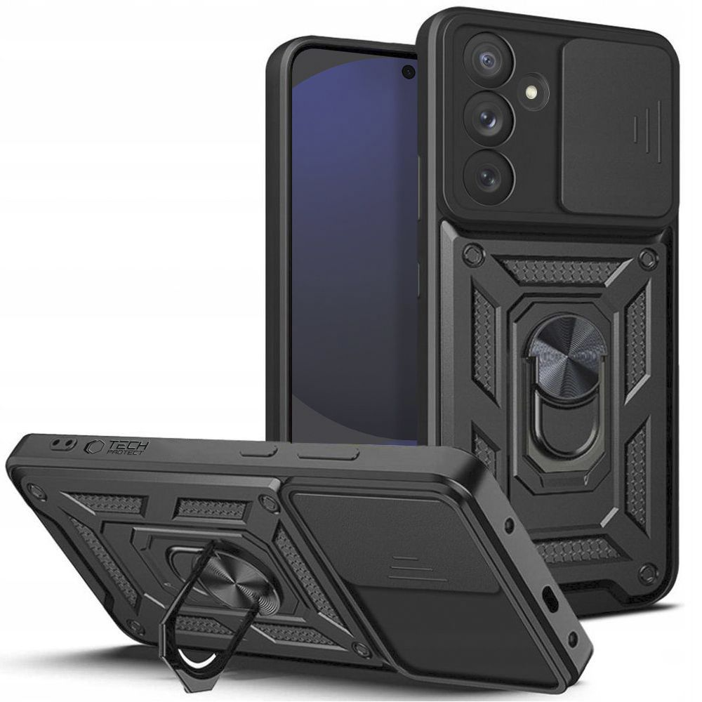 Samsung Galaxy S24 FE Tech-Protect Camshield Deksel m. Magnetisk Ring og Stativfunksjon - Svart