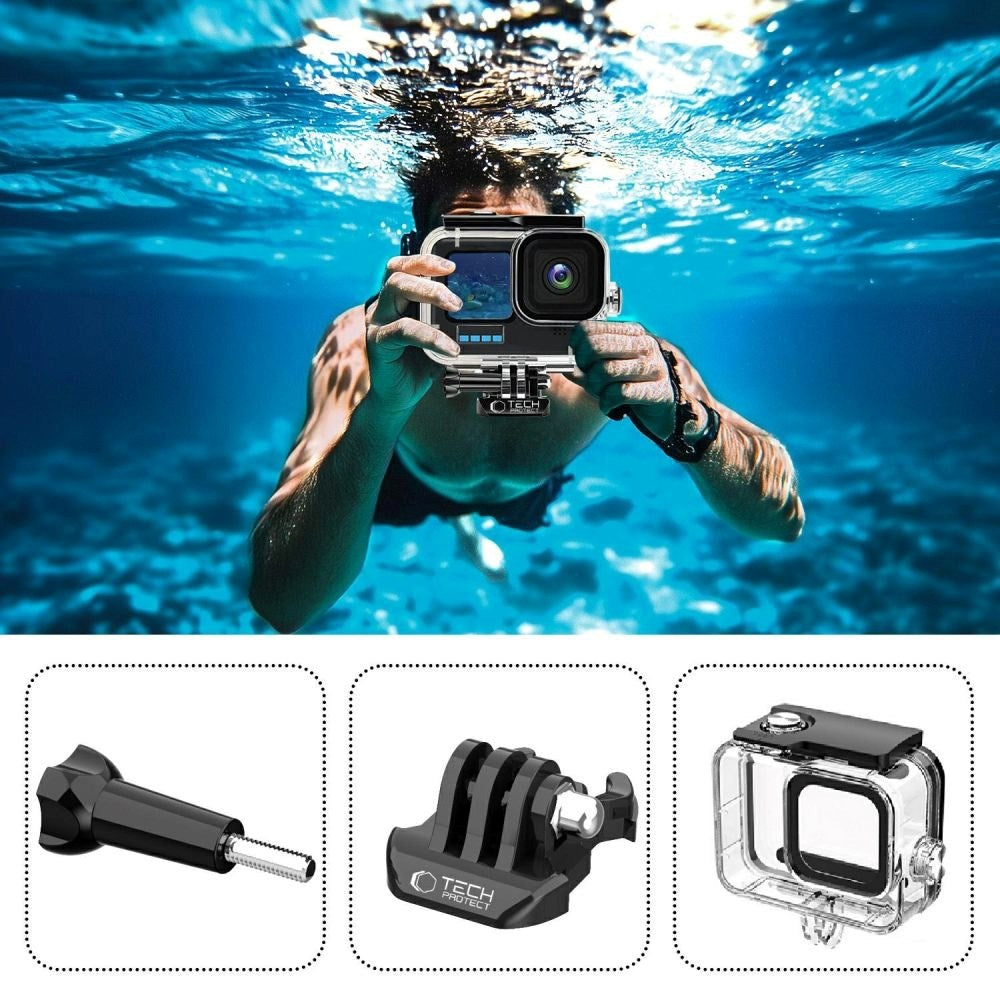 Tech-Protect GA200 Vanntett Deksel GoPro Hero 9 / 10 / 11 / 12 / 13 - Gjennomsiktig