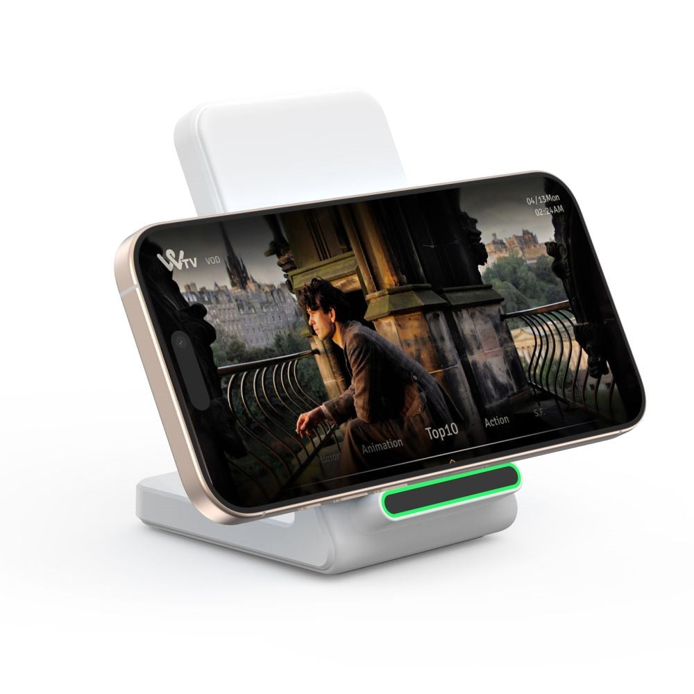 Tech-Protect Qi-15W-A40 Trådløs Lader med Holder - Hvit