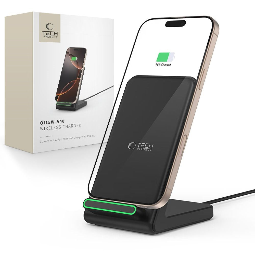 Tech-Protect Qi-15W-A40 Trådløs Laderholder - Svart