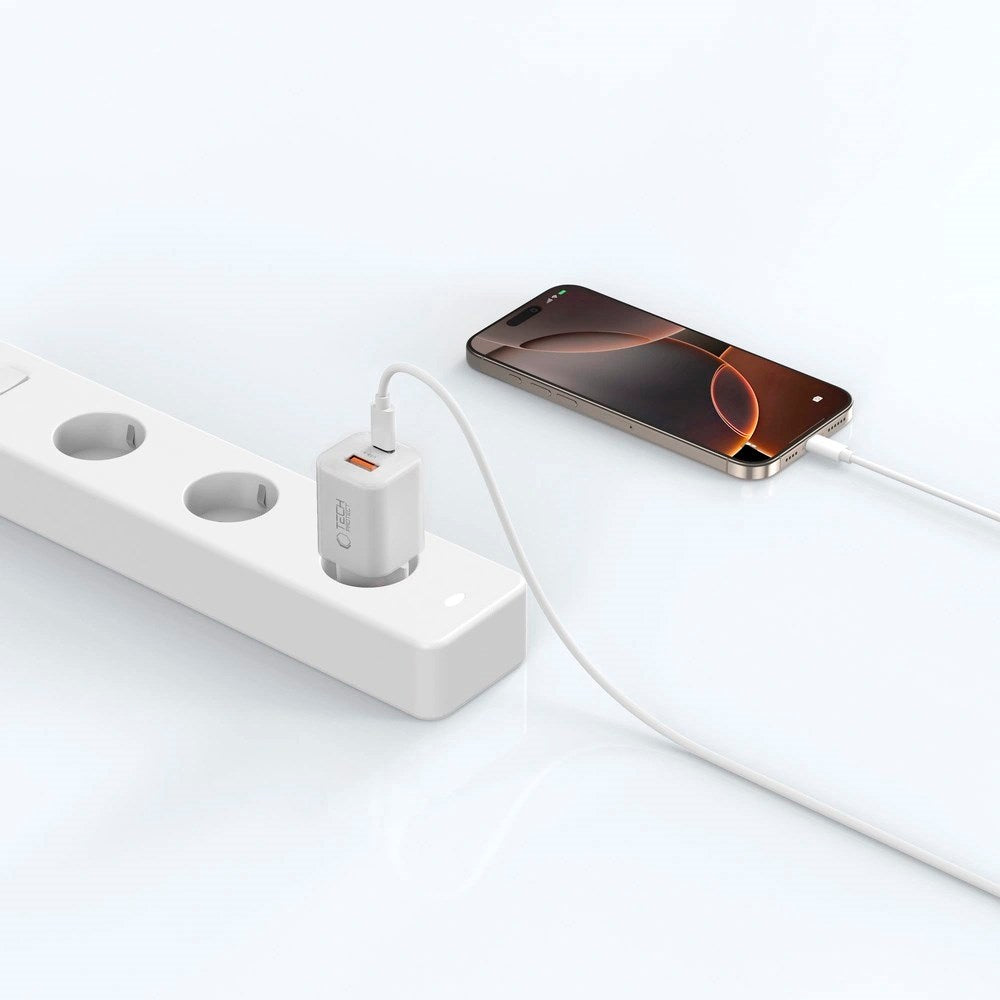 Tech-Protect 33W Vegglader m. 1x USB-A & 1x USB-C - Hvit