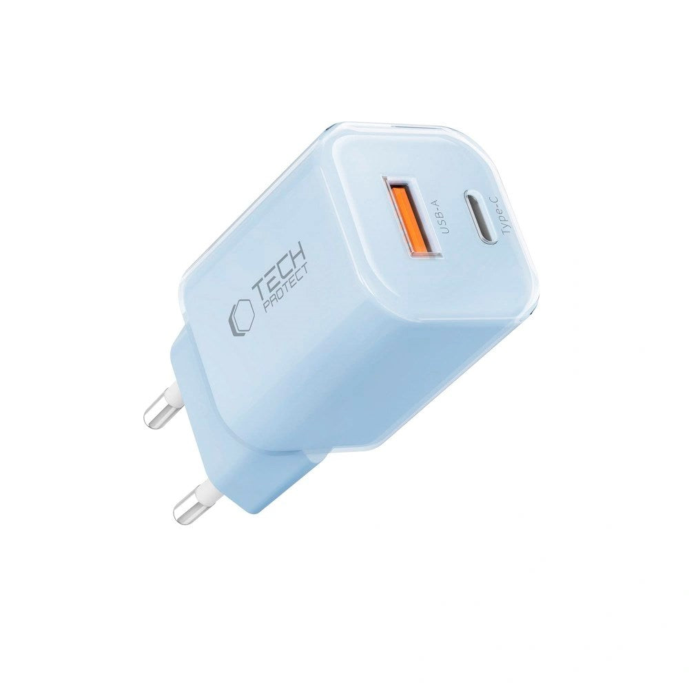 Tech-Protect 33W Vegglader m. 1x USB-A & 1x USB-C - Blå