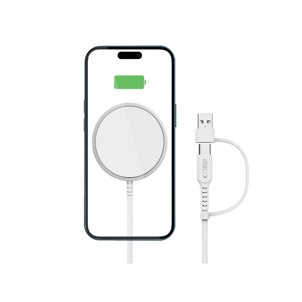 Tech-Protect Qi15W-A44 Magnetisk Magsafe Trådløs Lader - Hvit