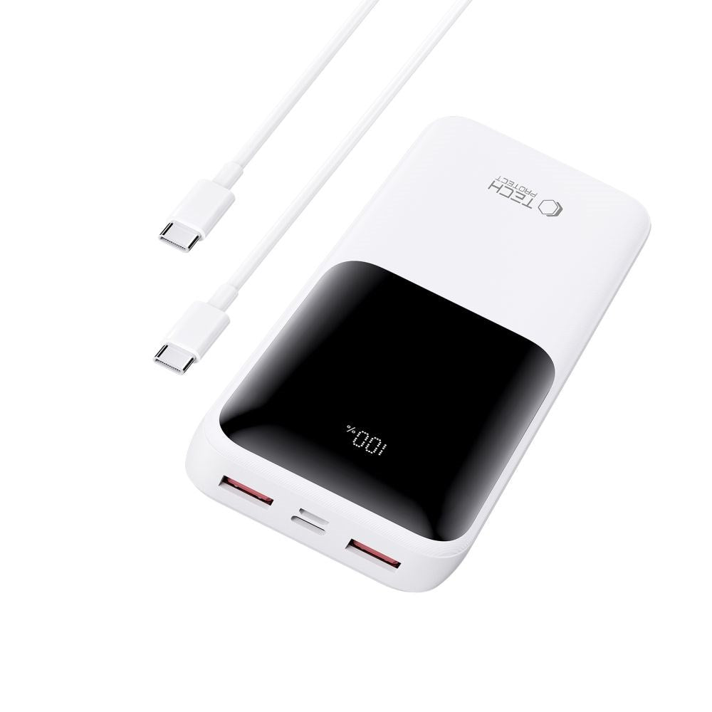 Tech-Protect Powerbank 20000mAh – Rask lading med 22.5W - Hvit