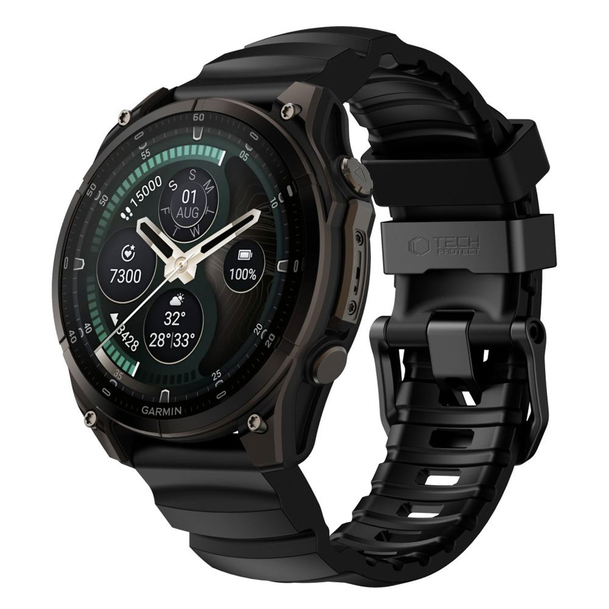Universal Garmin 22mm QuickFit Tech-Protect Motion Klokkereim - Svart