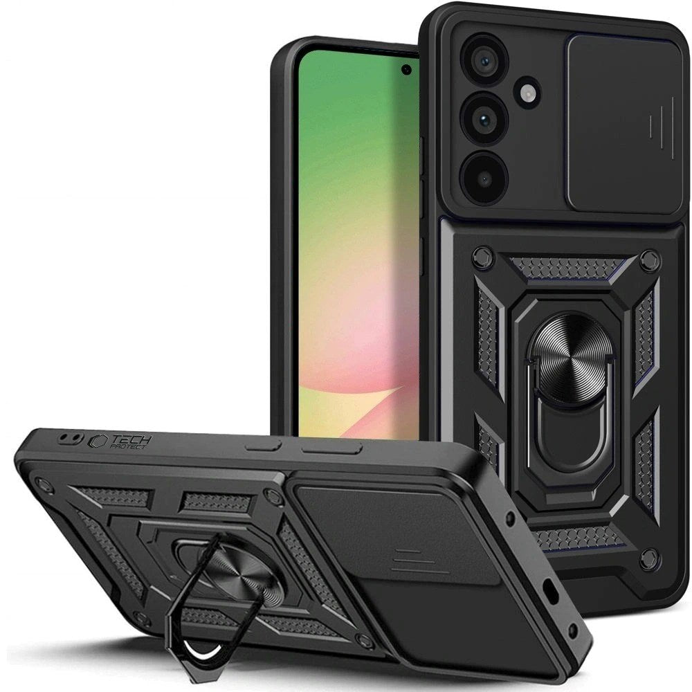Samsung Galaxy A57 Tech-Protect Camshield Deksel med Magnetisk Ring & Stativfunksjon - Svart