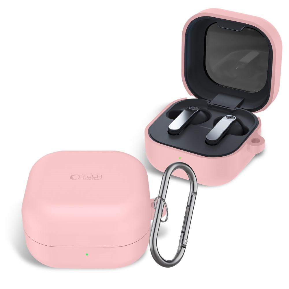 Samsung Galaxy Buds 4 / 4 Pro Tech-Protect Silikon Deksel m. Karabinkrok - Rosa