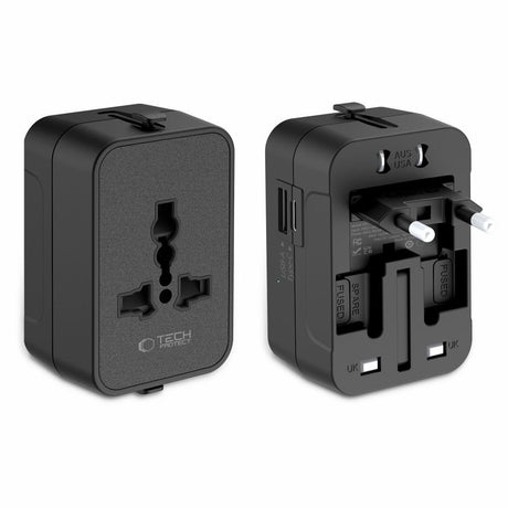 Tech-Protect TA300 Reiseadapter - EU / UK / US / AU - Svart