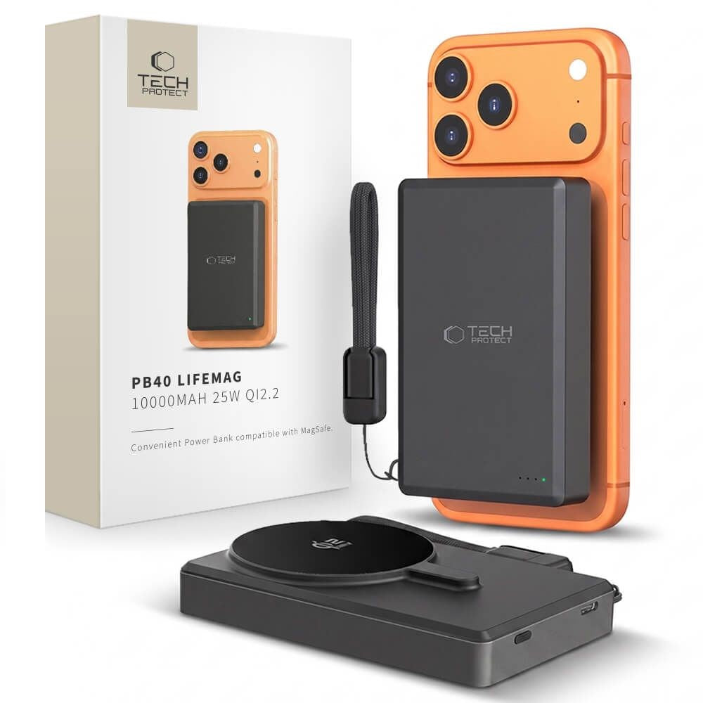 Tech-Protect PB40 LifeMag 25W PowerBank 10.000mAh - MagSafe / Qi2 Kompatibel - Svart
