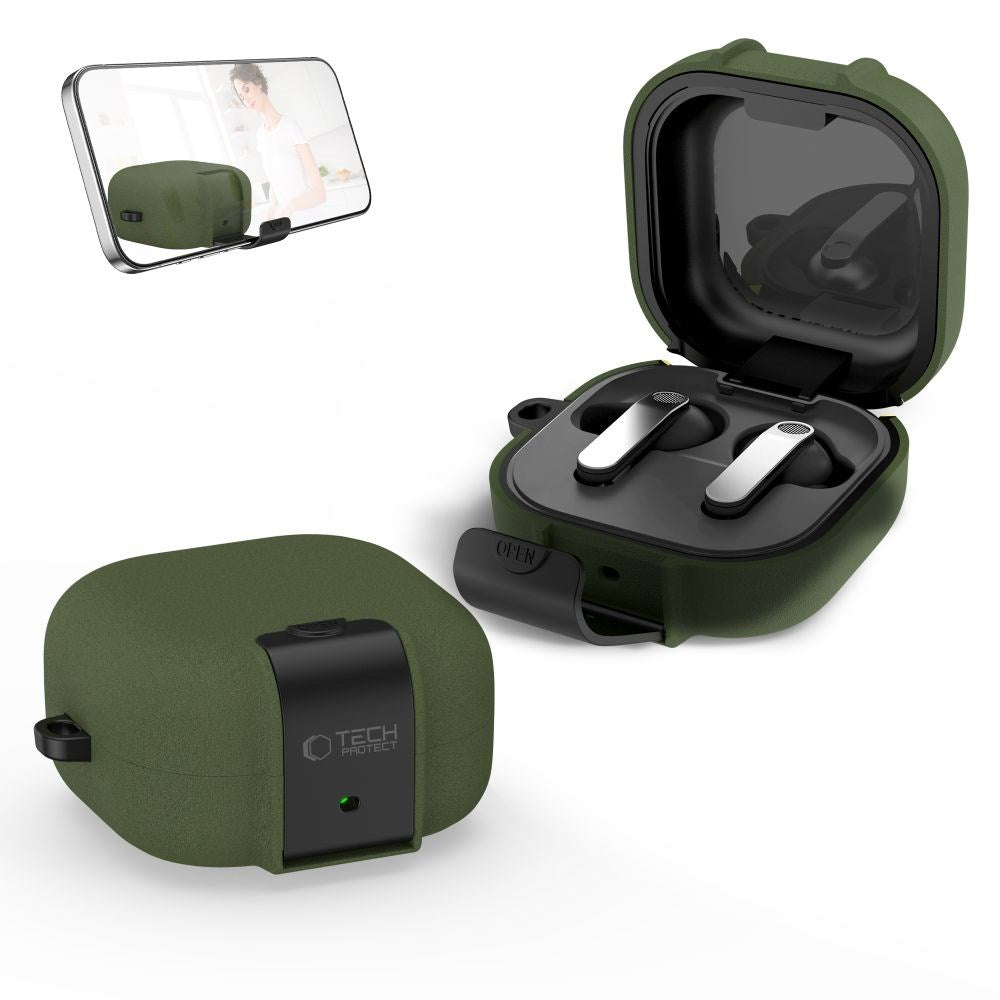 Samsung Galaxy Buds 4 / 4 Pro Tech-Protect Slim Hook Deksel - Grønn